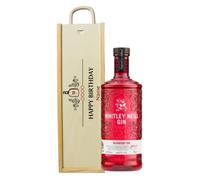 Personalised Happy Birthday Whitley Neill Raspberry Gin Gift Set - 70 ottle with Personalised Wooden Presentation Box - Birthday Gin Gift for Her or Him