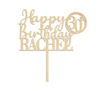 Personalised Happy Birthday Wooden Cake Topper by 3 LITTLE DESSERTS - Custom Age & Name - Birthday Wood Toppers - Milestone Birthday Cake Decoration