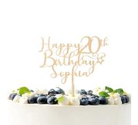 Personalised Happy Birthday Wooden Cake Topper by 3 LITTLE DESSERTS - Custom Age & Name - Wood Toppers - Milestone Birthday Cake Decoration