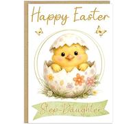Personalised Happy Easter Card for Children | Custom Own Name Chick Design | Easter Greeting for Niece Nephew Grandson Granddaughter Children | A5 Easter Celebration Cards (Design 6)