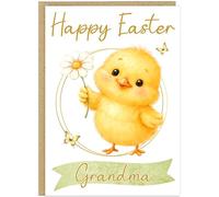 Personalised Happy Easter Card for Children | Custom Own Name Chick Design | Easter Greeting for Niece Nephew Grandson Granddaughter Children | A5 Easter Celebration Cards (Design 5)