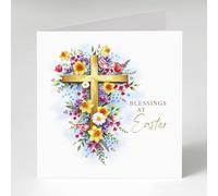 Personalised Happy Easter Cards for Children, A5 Greeting Card Gift with Envelope for Granddaughter, Grandson, Family Keepsake Present (Gold Cross)