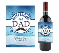 Personalised Happy Fathers Day Dad Wine or Champagne Bottle Sticker Label N185 ~ Gift Present idea for Dad