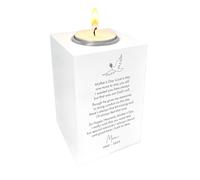 Personalised "Happy Heavenly Mother's Day" White Tea Light Holder - Custom Message | Remembrance Gift for Mum | Bereavement | W7cm x D7cm x H10cm
