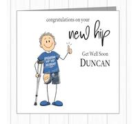 Personalised Happy New Hip Supportive Card - Get Well Soon From Hip Replacement Operation Surgery - Thinking of You Card - For Him - Dad, Friend, Papa