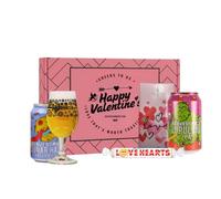 Personalised Happy Valentine’s Beavertown Craft Beer Gift Set with Glass - 2 x 330ml Cans with Chocolate & Love Hearts | Valentine’s Beer Gift for Him or Her