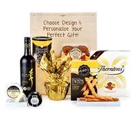 Personalised Harrogate Gift Box - Gourmet Hamper with Engraved Lid, Shiraz Wine, Mature Cheddar, Brie, Chocolates - Luxury Personalised Gifts for Him & Her, from Regency Hampers
