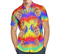 Personalised Hawaiian Shirts with Face for Men Funny Customised Pet Dog Cat Photo Tropical Floral Hawaiian Shirts Short Sleeve