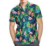 Personalised Hawaiian Shirts with Face for Men Funny Customised Pet Dog Cat Photo Tropical Floral Hawaiian Shirts Short Sleeve