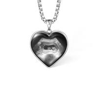 Personalised Heart Baby Ultrasound Necklace, Custom Photo and Text Ultrasound Pendant Necklace, Sonogram Pendant, Newborn Keepsake Jewelry, Miscarriage sympathy Jewelry Men Women Gift