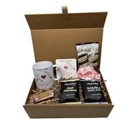 Personalised Heart & Flowers Design Mug & Coaster Hamper Gift Box For Birthday Christmas Mother's Day (Hot Chocolate Sachets)