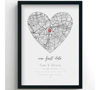 Personalised Heart Map | Framed & Prints Available | Unique Gift Idea & Keepsake, Valentine's Day, Anniversary, Engaged, Gift For Couple Heart, Boyfriend Girlfriend Wife Husband Partner