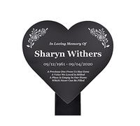 Personalised Heart Memorial Remembrance Plaque Stake - Waterproof, Outdoor, Grave Marker, Tribute, Plant Marker, Choose a colour, design and add your text