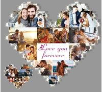 Personalised Heart Photo Collage Frames Wall Lamp Custom Multi Picture LED Night Light with Text Customised Birthday Anniversary Valentine's Day Gifts,13 Photos