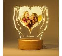 Personalised Heart Photo Frame Lamp Gifts for Mum Daughter Wife Family Custom Night Light Original Presents for Women Mothers Day Birthday Anniversary Christmas (A-handheld Heart)