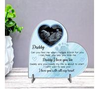 Personalised Heart Plaque - Daddy Gift from Bump | Baby Scan Photo Frame | Handmade Baby Bump Gift | Father's Day Present (Acrylic 8.5cm x 8.5cm, Blue)