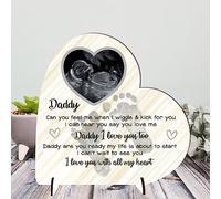 Personalised Heart Plaque - Daddy Gift from Bump | Baby Scan Photo Frame | Handmade Baby Bump Gift | Father's Day Present (Mdf Wood 13.5cm x 13.5cm, Lemon)