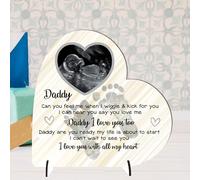 Personalised Heart Plaque - Daddy Gift from Bump | Baby Scan Photo Frame | Handmade Baby Bump Gift | Father's Day Present (Mdf Wood 19cm x 19cm, Lemon)
