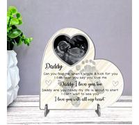 Personalised Heart Plaque - Daddy Gift from Bump | Baby Scan Photo Frame | Handmade Baby Bump Gift | Father's Day Present (Acrylic 8.5cm x 8.5cm, Lemon)