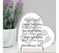Personalised Heart Plaque - Memorial Plaque for Angel Baby | Custom Bereavement Gift | Handmade Remembrance Plaque (Mdf Wood 13.5cm x 13.5cm, Twins)