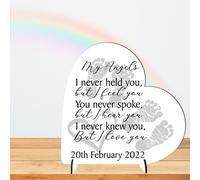 Personalised Heart Plaque - Memorial Plaque for Angel Baby | Custom Bereavement Gift | Handmade Remembrance Plaque (Mdf Wood 8.5cm x 8.5cm, Twins)