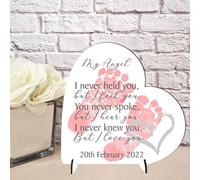 Personalised Heart Plaque - Memorial Plaque for Angel Baby | Custom Bereavement Gift | Handmade Remembrance Plaque (Mdf Wood 13.5cm x 13.5cm, Girl)