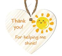 Personalised Heart Plaque - "Thank You! For Helping Me Shine!" - Handmade Wooden Hanging Decoration with Twine String for Customisation - Gift for Teachers, Friends, Loved Ones