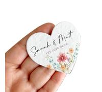 Personalised Heart Shaped Card Tags Plantable Wildflower Seed Paper Heart Shaped Eco Friendly Biodegradable Paper Gifts Wedding Remembrance Children Growing Up Bereavement Gifts (Pack Of 20)