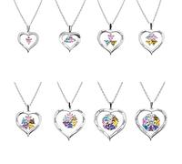 Personalised Heart-Shaped Necklace with 1-8 Birthstones and Name Engravings 925 Sterling Silver Customised Family Pendant Love Jewellery Gift for Women Mom Wife
