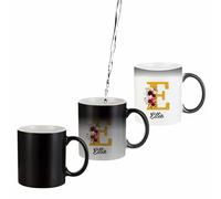 Personalised Heat Change Mug with Name & Initial - Custom 11oz Magic Mug with Text - Colour Changing Coffee Cup Gift for Dad, Mum, Father’s or Mother’s Day, Birthday - Gold