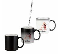 Personalised Heat Change Mug with Name & Initial - Custom 11oz Magic Mug with Text - Colour Changing Coffee Cup Gift for Valentine, Dad, Mum, Father’s or Mother’s Day, Birthday - Rose
