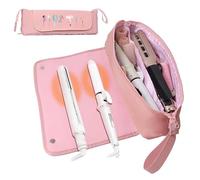 Personalised Heat-Resistant Hair Tools Storage Bag with Custom Name & Birth Flower | Multi-Compartment Organiser for Hair Straighteners, Curling Irons & Accessories | Birthday Gifts for Women,Mum