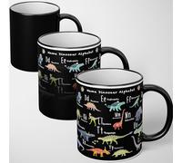 Personalised Heat Reveal Dinosaur Alphabet Mug - Magic Colour Changing Mug with Custom Name A-Z Dino Design - Fun Kids Gift