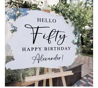 Personalised Hello Age Birthday Sticker - Decal for DIY Modern Entrance Sign/Mirror Party Decor, Milestone Birthday, Ages, with Custom Name