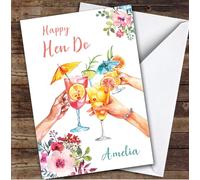 Personalised Hen Do Card For Anyone Cocktails Cheers | Personalized Custom Unique Greetings Card For Hen Do Any Text Inside & Out