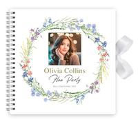 Personalised Hen Do Party Bride Friends Advice Book Team Bride Keepsake Wedding Bridal Shower Gift Accessories With Ribbon Closure - 20cm x 20cm - 40 Pages (Colour Floral Image)