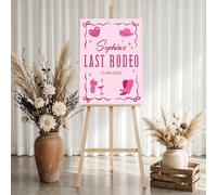 Personalised Hen Do Welcome Sign: Pink Colour 'Last Rodeo' Decoration