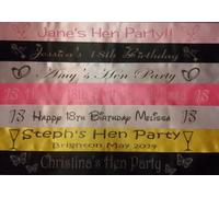 Personalised Hen Night Or Party Sashes Printed Single or Double sided