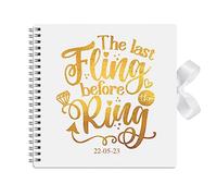 Personalised Hen Party Guest Book for The Bride to Be Keepsake Gift with Ribbon Closure - 15cm x 15cm - 50 Sheets (Gold Foil)