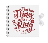 Personalised Hen Party Guest Book for The Bride to Be Keepsake Gift with Ribbon Closure - 15cm x 15cm - 50 Sheets (Red Glitter)