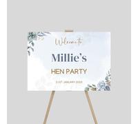 Personalised Hen Party Welcome Entrance Sign Board Floral Design Hen Do Birdal Shower Bachelorette Wedding Party Decor- A1,A2, A3 (Design 6)