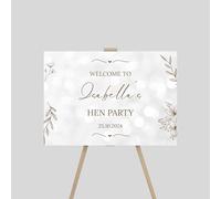 Personalised Hen Party Welcome Entrance Sign Board Floral Design Hen Do Birdal Shower Bachelorette Wedding Party Decor- A1,A2, A3 (Design 2)