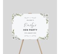 Personalised Hen Party Welcome Entrance Sign Board Floral Design Hen Do Birdal Shower Bachelorette Wedding Party Decor- A1,A2, A3 (Design 1)