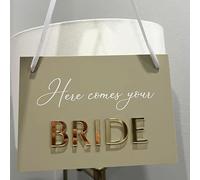 Personalised Here Comes Your Bride Wedding Banner Sign, Daddy Time to Give Mommy Our Last Name, Page Boy Sign, Flower Girl Sign, Uncle, Daddy, Custom Wedding Aisle Decor Plaque