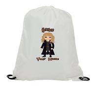 Personalised Hermione Harry Potter Sublimation Gym Swimming PE Drawstring Bag White
