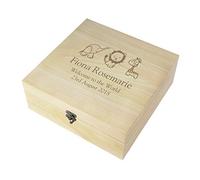 Personalised Hessian Friends Large Wooden Keepsake Box, Perfect for an Assortment of Small Keepsakes Including Photographs, Birth Keepsakes and Milestone Mementos.