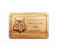 Personalised Hevea Hardwood Maine Coon Cat Chopping Board 30 x 20cm