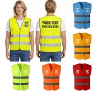 Personalised Hi Vis Safety Vest With Pockets - Customise Hi Vis Vests or Waistcoats - Personalised Safety Vest Print Your Text/Logo Front and Back - Reflective Visibility Executive Waistcoat,L-5XL