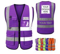 Personalised hi Vis Vest add Name Logo Photo Custom High Vis Vest with pockets Zip up reflective safety Customisable High Visibility Tank top for Utilities Construction Site Company Business Work Bulk
