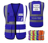 Personalised hi Vis Vest add Name Logo Photo Custom High Vis Vest with pockets Zip up reflective safety Customisable High Visibility Tank top for Utilities Construction Site Company Business Work Bulk